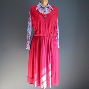 Vintage Hopsack Linen Handmade Jumper Dress